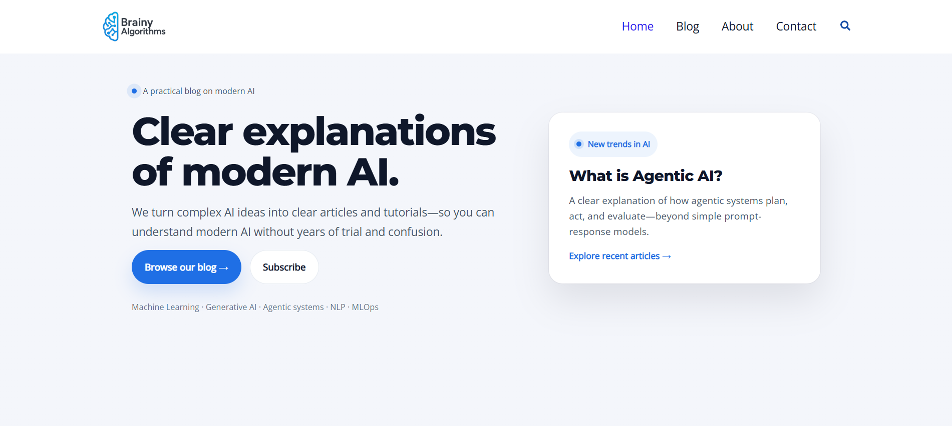 Brainy Algorithms website design example by Webnith